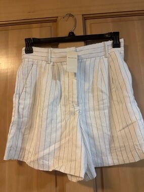 Abercrombie & Fitch White Shorts with Navy Pinstripes